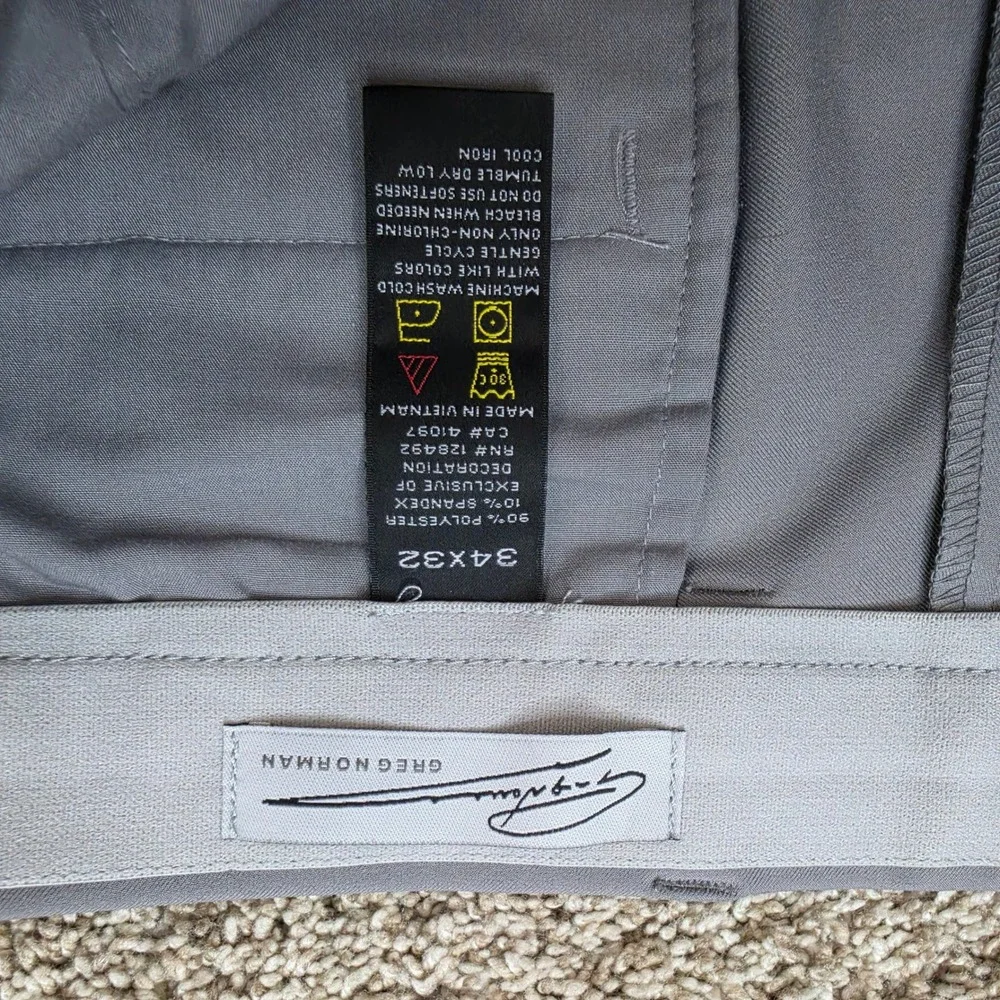 Greg Norman Golf Pants Mens 34x32 Grey Straight Flat Front Athletic Workwear